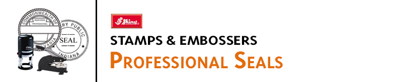 Professional Seals made to your specification and/or using the Manual of Official and Required Seals for  engineers, architects, landscape architects, notaries and more.